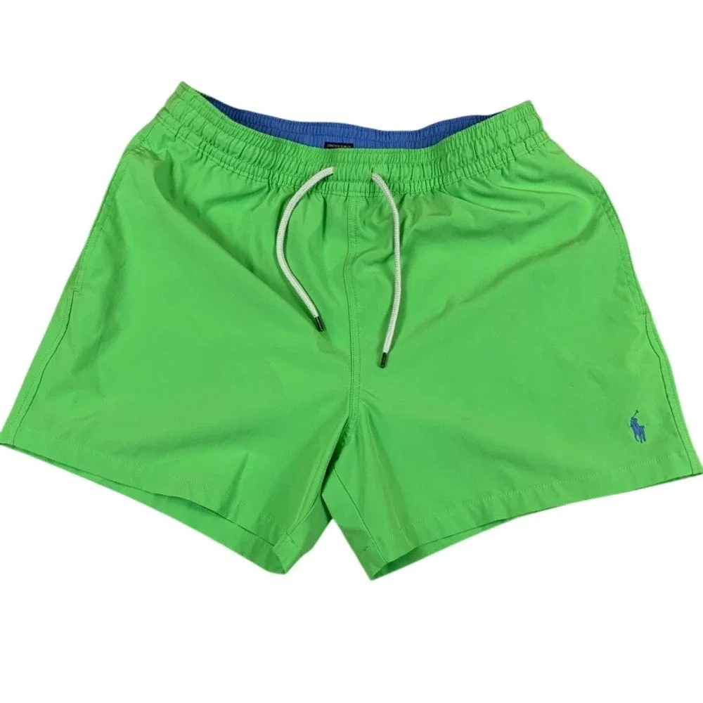 Polo Ralph Lauren Mens Lime Green Stretch Slim Fit Swim Trunks‎ XL 1375